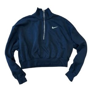 Nike Women's Black Quarter-Zip Cropped Sweatshirt